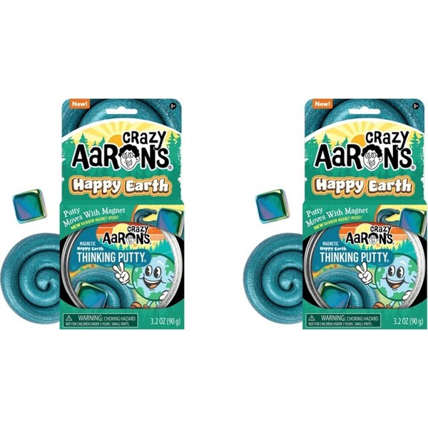 2x Crazy Aarons Thinking Putty Happy Earth Magnetic Storms Kids Toy 10cm 3y+