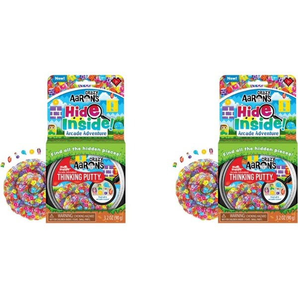 2x Crazy Aarons Thinking Putty Arcade Adventure Hide Inside Kids Toy 10cm 3y+