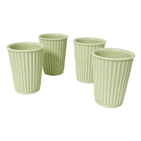 Unbreakable Silicone Reusable 340ml Cups in Pastel Pistachio Green - 4 Pack