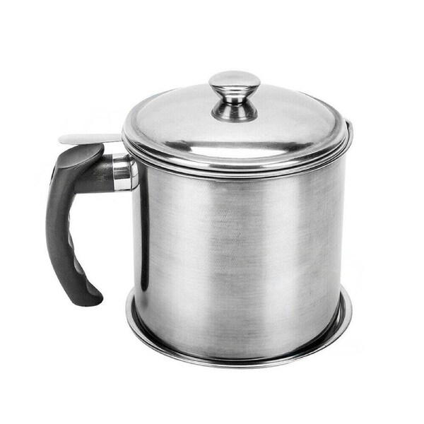 Stainless Steel Oil Strainer Pot Container Jug Storage Can
