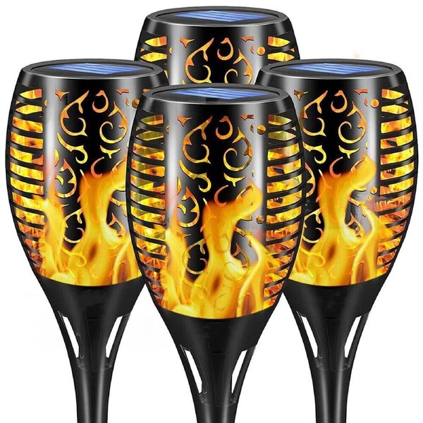4x Flame Solar Torch Light Waterproof