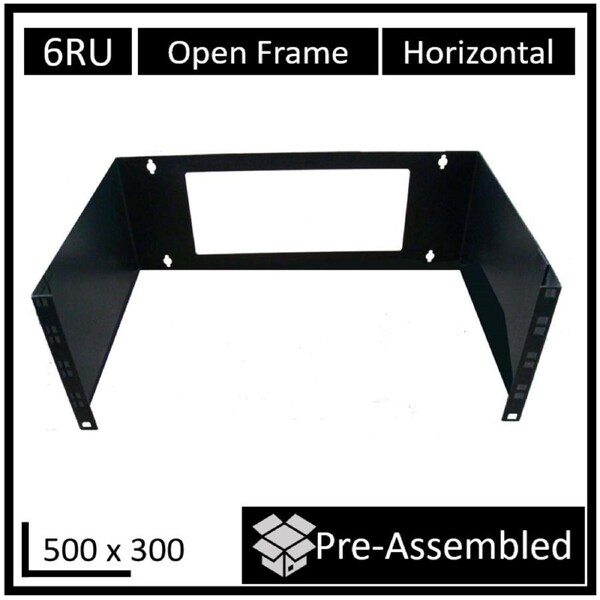 LDR Open Frame 6U Wall Mount Frame (500mm x 300mm) - Black Metal Construction