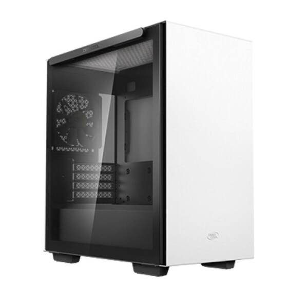 DeepCool MACUBE 110 White Minimalistic Micro-ATX Case, Magnetic Tempered Glass Panel, Removable Drive Cage, Adjustable GPU Holder, 1xPreinstalled Fan