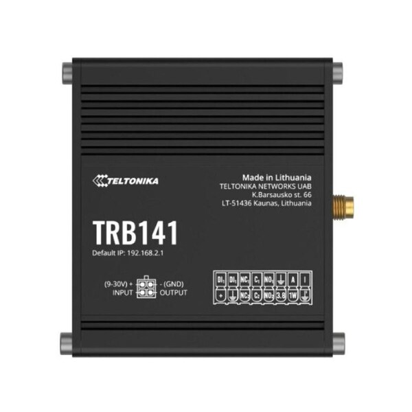 Teltonika Industrial Rugged GPIO LTE Gateway, 4G/LTE (Cat 1), I/O connector block, Micro-USB, Compatible with industrial DNP3, PSU included