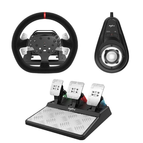PXN V10 3 in 1 Racing Wheel with 900° Feedback & Adjustable Pedals for PS5/PC