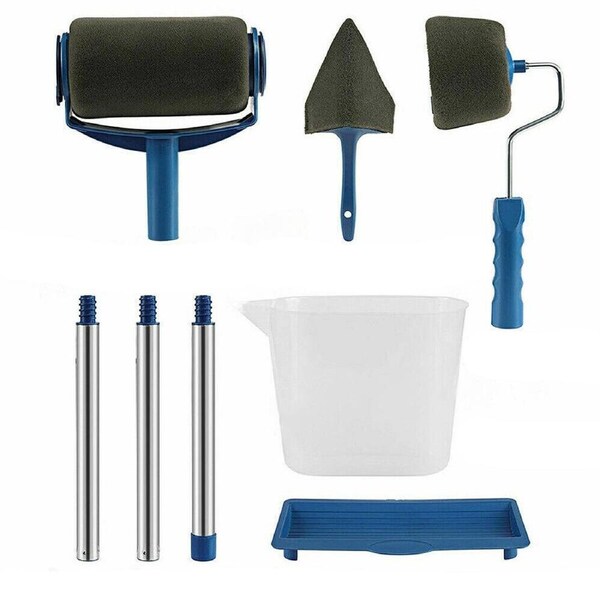 8pcs Paint Roller Seamless Set Extendable Pole