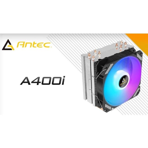 Antec A400i RGB , 72 CFM, 4 Direct Heat-Pipes, 120mm PWM RGB Fan,1700, 115X, 1200, 2011, AM3, AM3+, AM4+,, FM1, FM2, FM2+ CPU Air Cooler 1yr wty