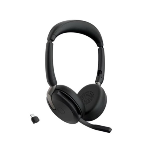 Jabra Evolve2 65 Flex MS Teams, Stereo Bluetooth Headset, Link380c USB-C Dongle, Foldable Design, 2Yr Warranty ANC, 20 hours battery life, 30m Range