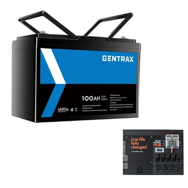 GENTRAX 12V 100Ah Lithium Battery + 12V Control Box 4x USB