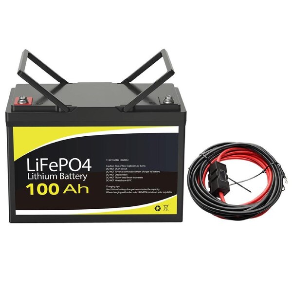 12V 100Ah Lithium Battery + 6m 60A Fuse M8 Cable