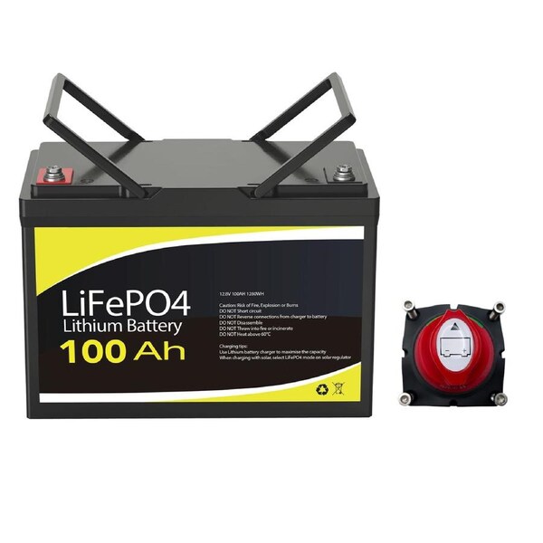 12V 100Ah Lithium Battery + 275A Isolator Switch