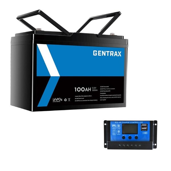 GENTRAX 12V 100Ah Lithium Battery + 20A PWM Controller