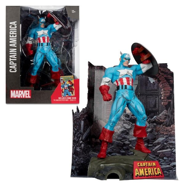 McFarlane Marvel Captain America 1:6th Scale Collectible with Scene and Comic (The Amazing Spider-Man #323)