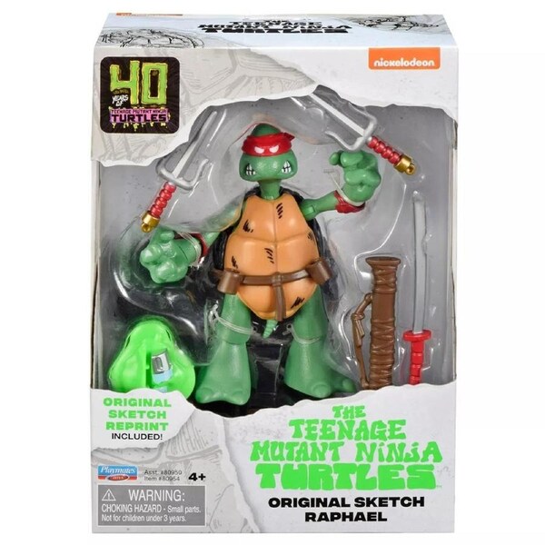 Teenage Mutant Ninja Turtles 40th Anniversary Original Sketch Raphael Figure With Base and Original Sketch Print (Coloured)