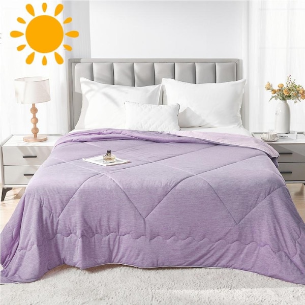 LINENOVA Cooling Blanket/Comforter - Soft Breathable,Lightweight Bedding for All Seasons(Super King,Dusty Purple)
