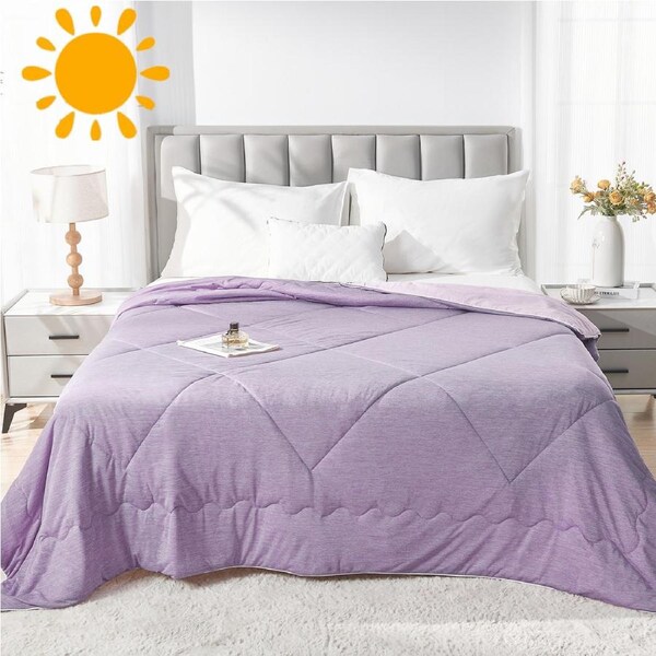 LINENOVA Cooling Blanket/Comforter - Soft Breathable,Lightweight Bedding for All Seasons(Queen Size,Dusty Purple)