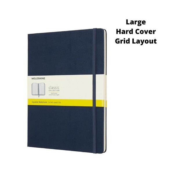 Moleskine Classic Large Hard Cover Notebook Grid - Sapphire Blue