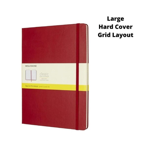 Moleskine Classic Large Hard Cover Notebook Grid - Scarlet Red