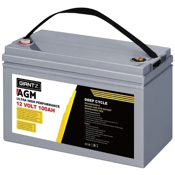 AGM Deep Cycle Battery 12V 100Ah Marine Sealed Power Portable Box 33x17.1x21.6cm