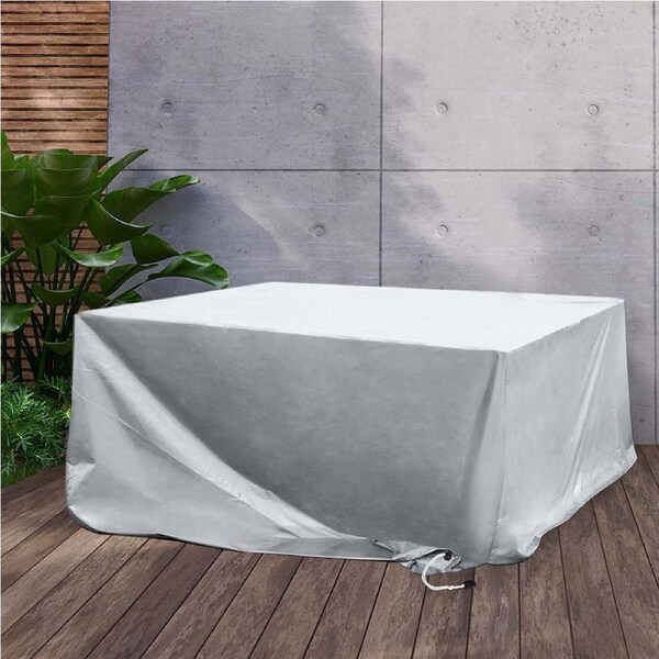 Oxford Outdoor Furniture Cover Waterproof Table Chair Sofa Protector w/Tie Strap Silver / 180cm x 120cm x 74cm