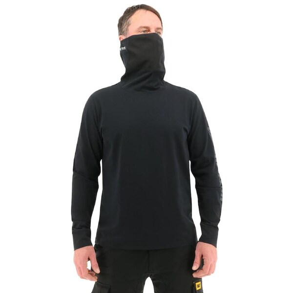 Caterpillar Mens ViralOff¨ Long Sleeve Gaiter Tee with Face Covering Top Shirt CAT Black / Medium