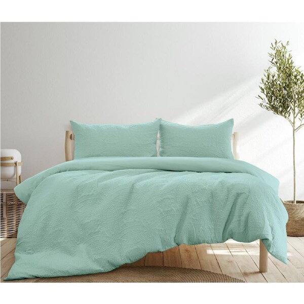 Ardor Boudoir Eddison Bedding Quilt Cover Set Microfibre Bluestone Double