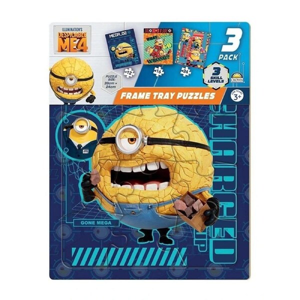 Crown Despicable Me 4 3 Pack Frame Tray Jigsaw Puzzles
