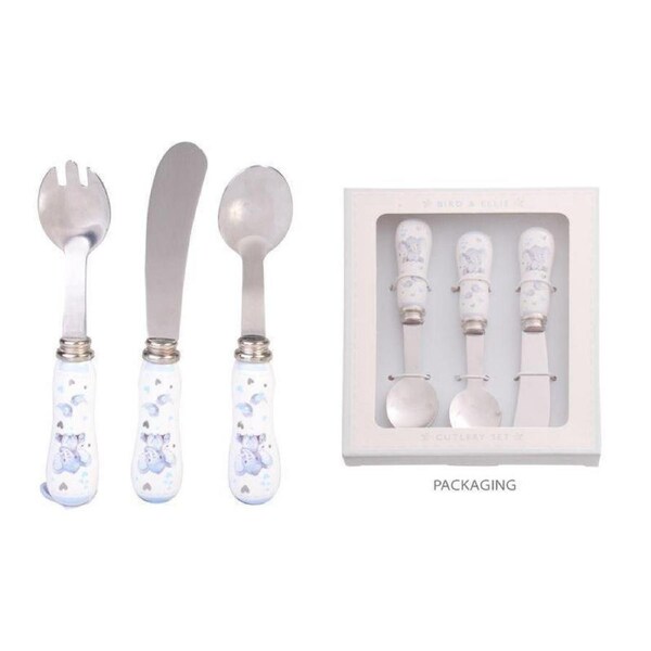 Baby Boy Elephant 3 Piece Cutlery Set