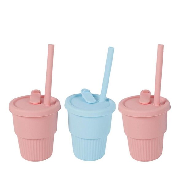 3x Cuddle Bug Baby/Toddler Silicone Training Drinking Straw Cup 300ml Assorted