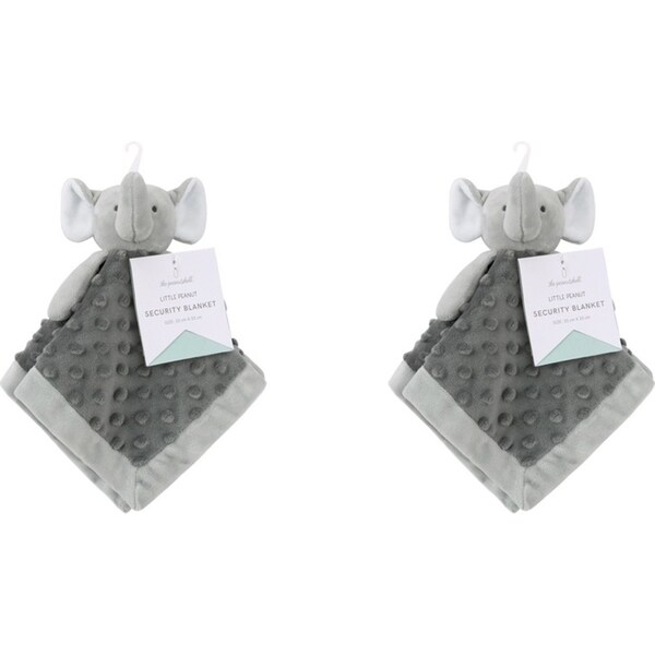 2x The Peanutshell Grey Elephant Security Blanket Baby Nursery Decor 31x31cm