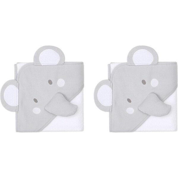 2x The Peanutshell Little Peanut Elephant Cuddly Hooded Towel Baby Nursery