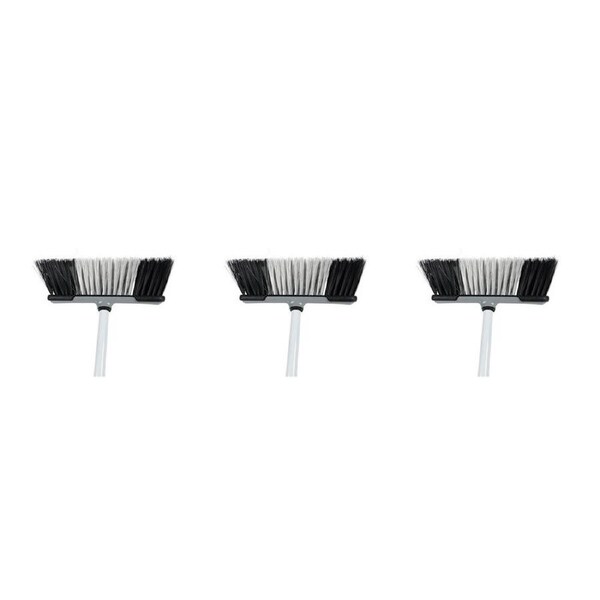 3x Ultimo Premium Soft Broom 1.2M 2 Heavy-Duty Sweeping 31x129cm GRN/GRY Asstd