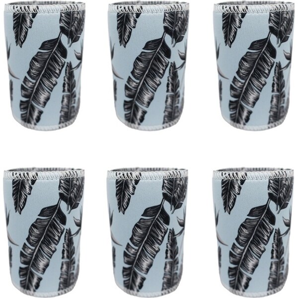 6x Good Vibes Beach Outdoor Can Cooler Stubby Holder 7x10.5cm Sorrento Palm