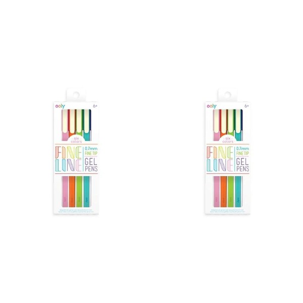 2x 6pc Ooly 0.7mm Fine Tip Line Gel Pens School Writing/Drawing Stationery 6y+