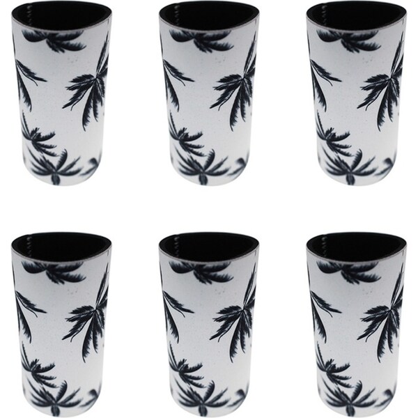 6x Good Vibes Outdoor Can Cooler Stubby Holder Skinny 6.5x12cm Havana Print