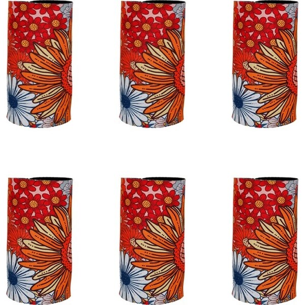 6x Good Vibes Outdoor Can Cooler Stubby Holder 6.5x12cm Retro Summer Print