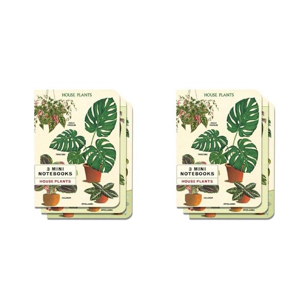 2x 3pc Cavallini Mini Notebook/Journal Set Diary School Stationery House Plants