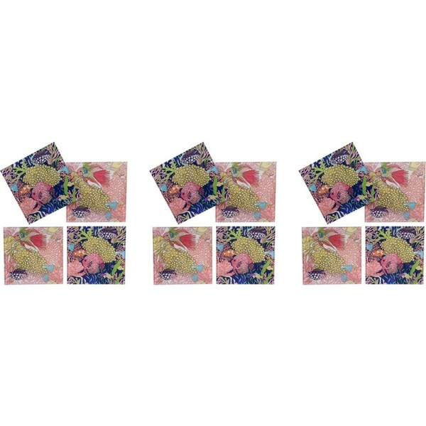 3x 4pc LVD Reef Crab Glass Coaster Mat Drink Pad Table Protector Square 17x12cm