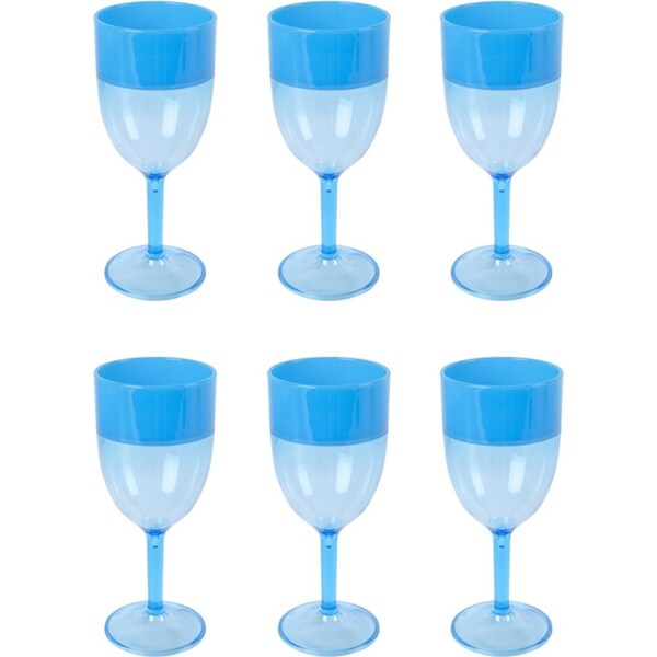 6x Urban Kitchen Two-Toned Blue Wine Glass Durable Elegant Cozy Design 380ml