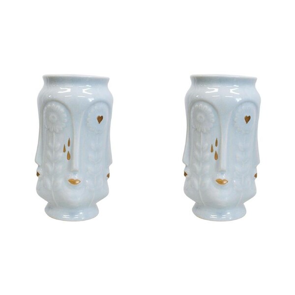 2x LVD Ceramic Flower Vase Sunflower Kiss Sky Decorative Tabletop Home Decor