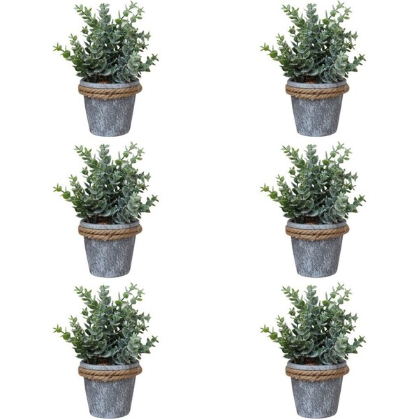 6x LVD Artificial Gum Leaf Pot w/ Rope Outdoor/Indoor Home Garden Decor 20cm