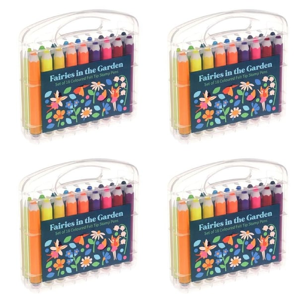 4x 18pc Rex London Felt Tip Stamp Pens Kids Art/Craft Kit Fairies in the Garden
