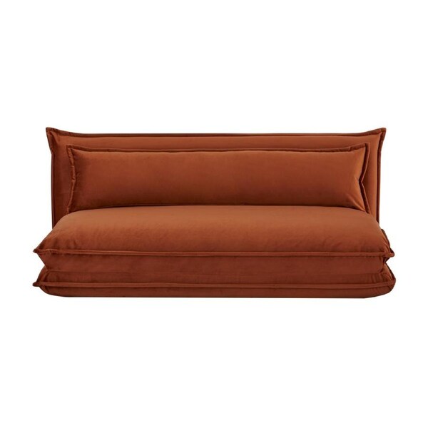 Happy Double Folding Sofa Bed Fabric Cover Metal Frame Orange