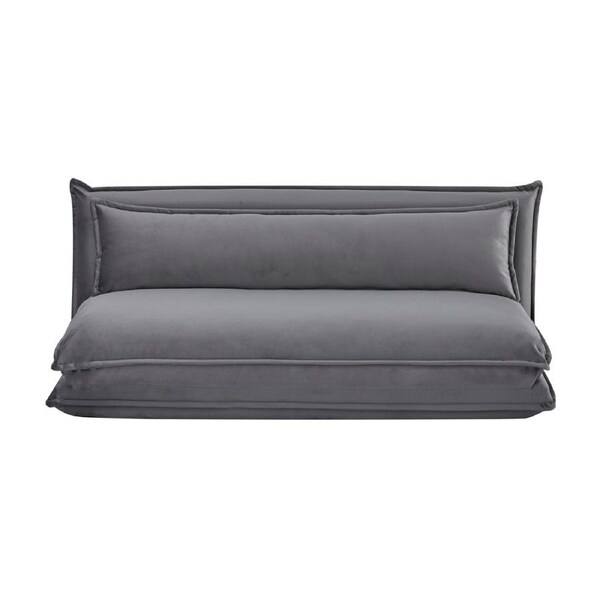 Happy Double Folding Sofa Bed Fabric Cover Metal Frame Grey