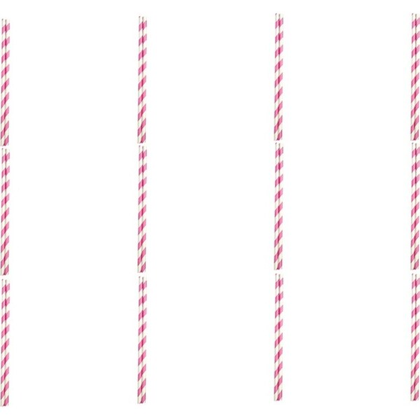 12x 50pc Appetito Disposable Paper Straws Single-Use Home Kitchen Pink Stripes