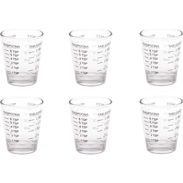 6x Appetito Multipurpose Measure Glass 30ml Home Kitchen Cooking/Baking Utensil