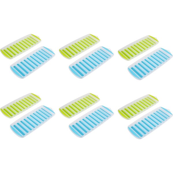 6x 2pc Appetito Ice Tray Easy Release/Flexible Base 10 Cube Stick Blue/Lime