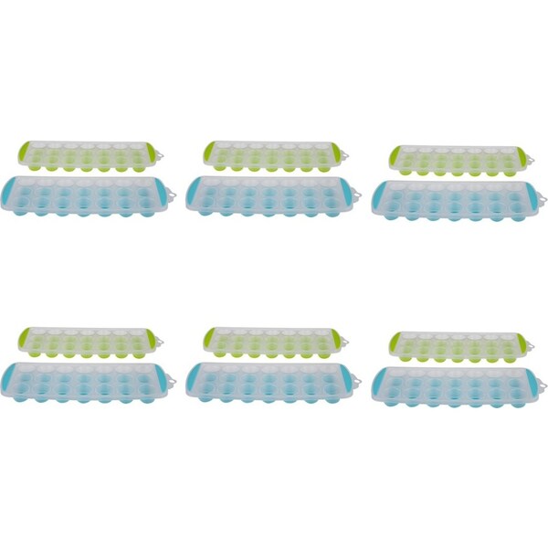 6x 2pc Appetito Ice Tray Easy Release/Flexible Base 21 Cube Round Blue/Lime