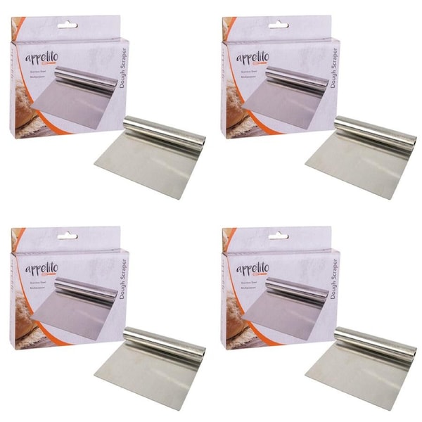 4x Appetito Stainless Steel Dough Scraper Home Kitchen Cooking/Baking Utensils