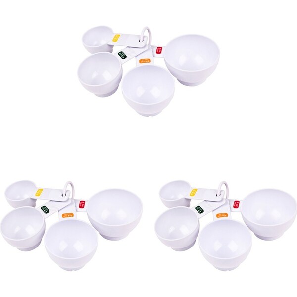 3x 4pc Appetito Plastic Measure Cups Home Kitchen Cooking/Baking Utensils White